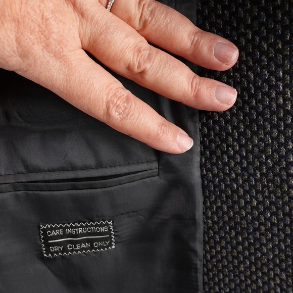 MANI Made in Italy Men Virgin Wool Cashmere Blend Blazer Grey Patterned Size 34R - Picture 7 of 13